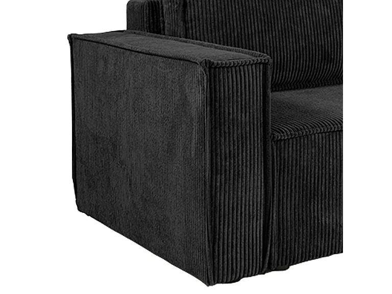 Canapé d'angle réversible convertible 3 places Ezekiel velours côtelé Noir