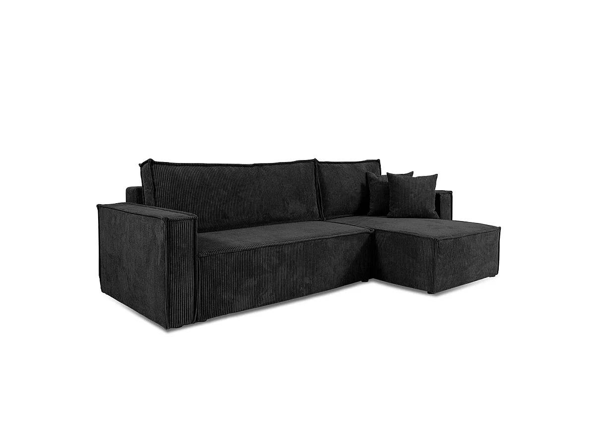 Canapé d'angle réversible convertible 3 places en velours noir