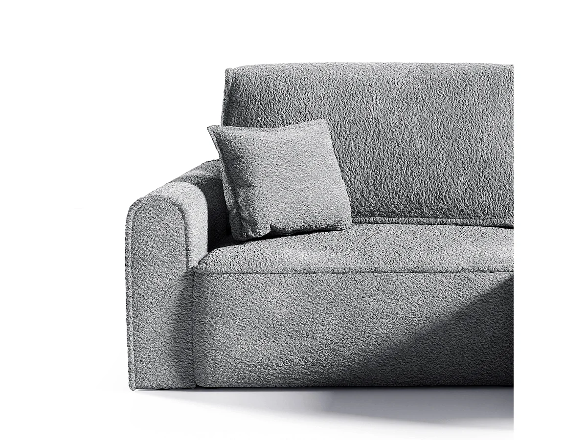 Canapé d'angle convertible 3 places avec coffre en tissu gris