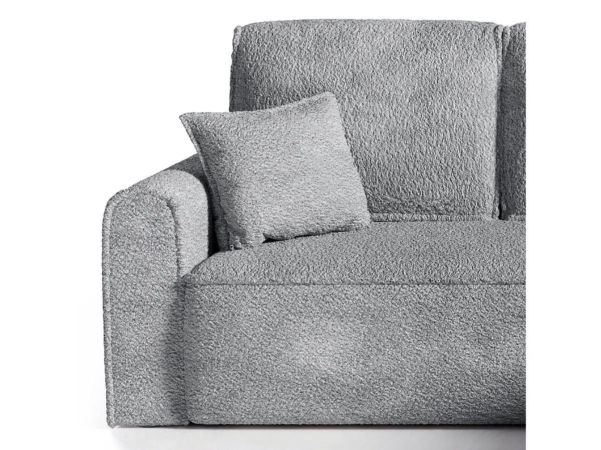 Canapé d'angle réversible convertible 4 places coffre Valentin bouclé Gris