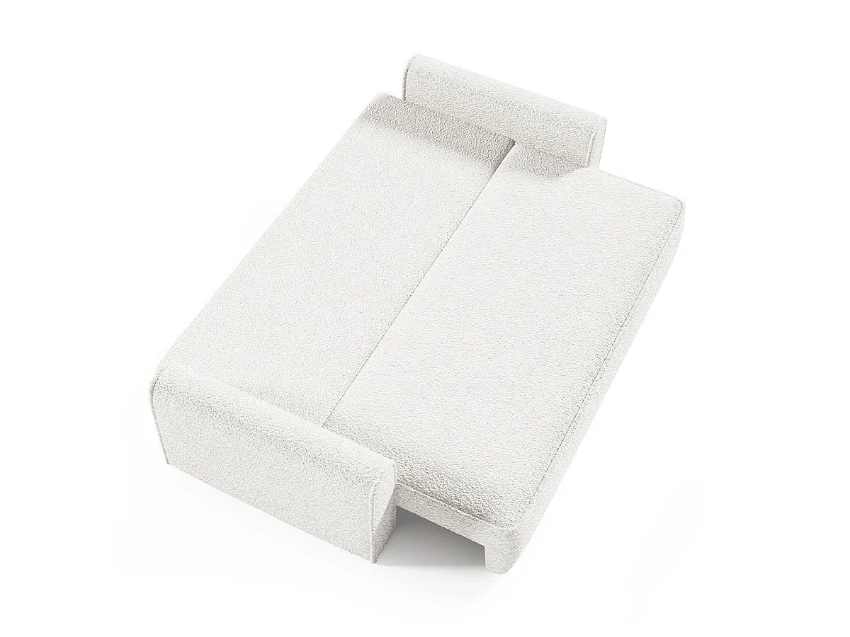 Canapé convertible 3 places avec coffre en tissu blanc VALENTIN
