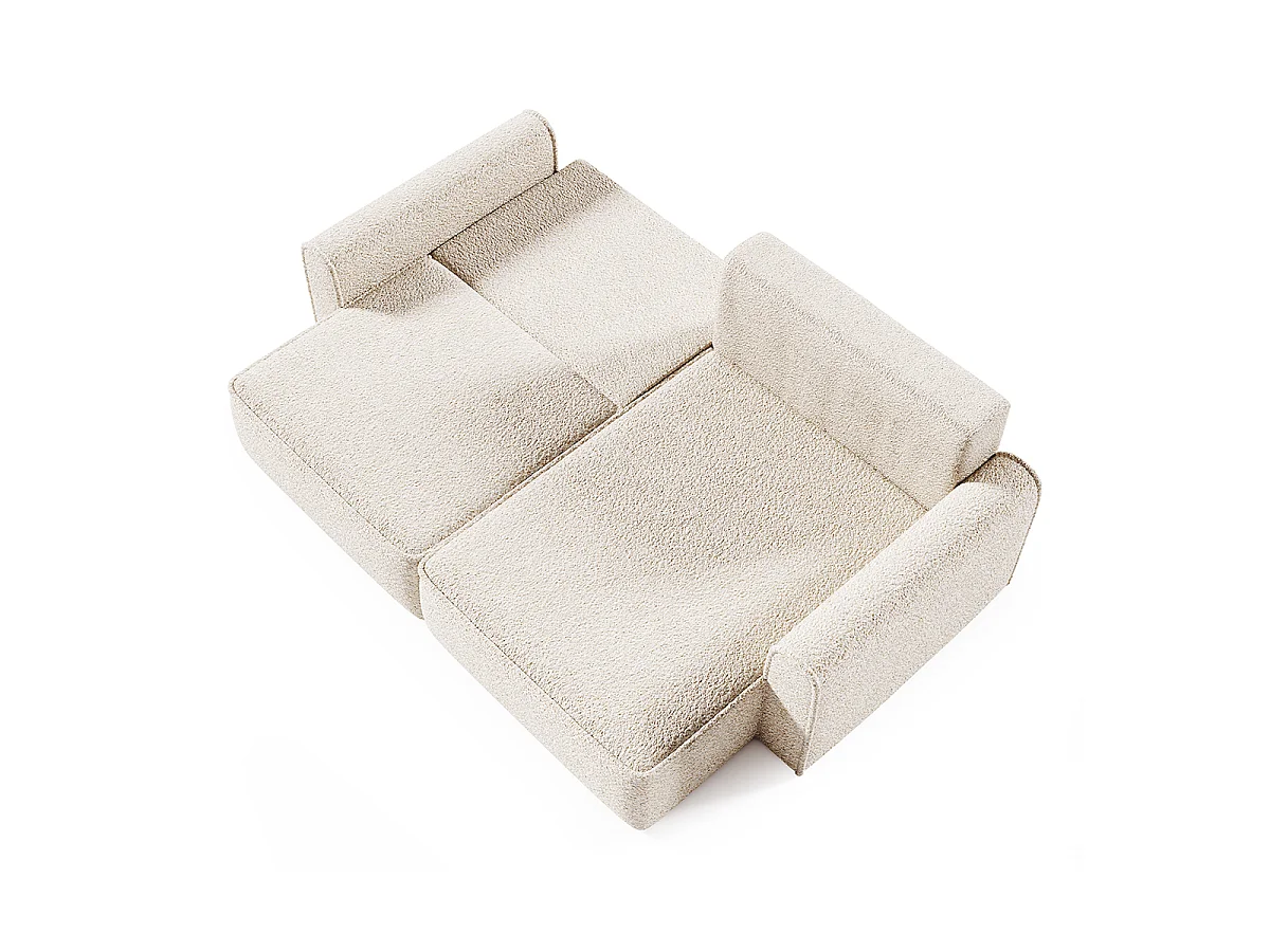 Canapé d'angle réversible convertible 3 places coffre Valentin Mini bouclé Beige