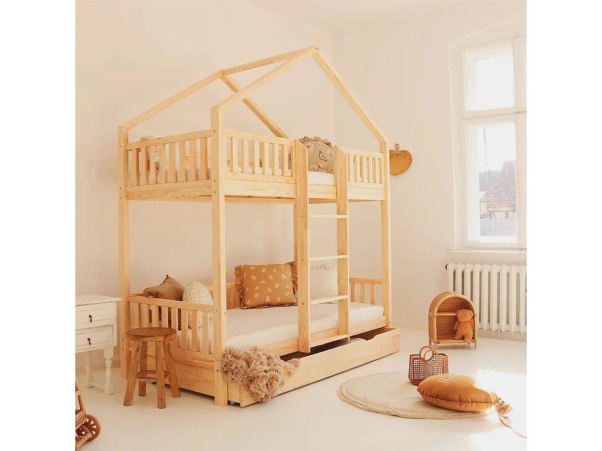 Roxane Hout 90x190 afscheiding stapelbed inclusief lattenbodem en lade