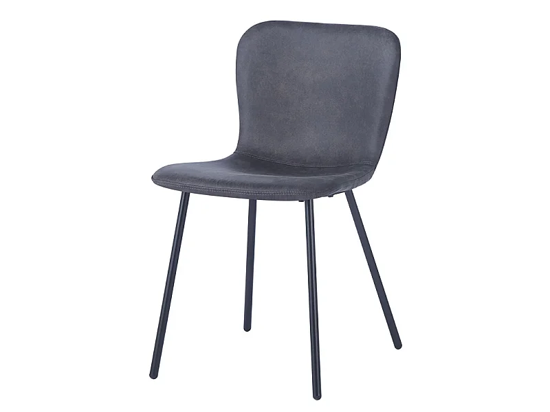 Chaise Susan PU gris foncé pieds métal