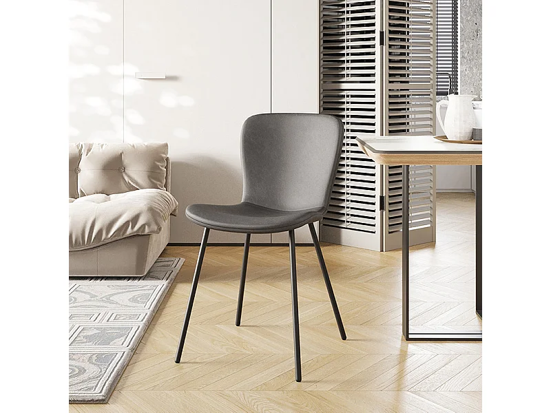 Chaise Susan PU gris foncé pieds métal