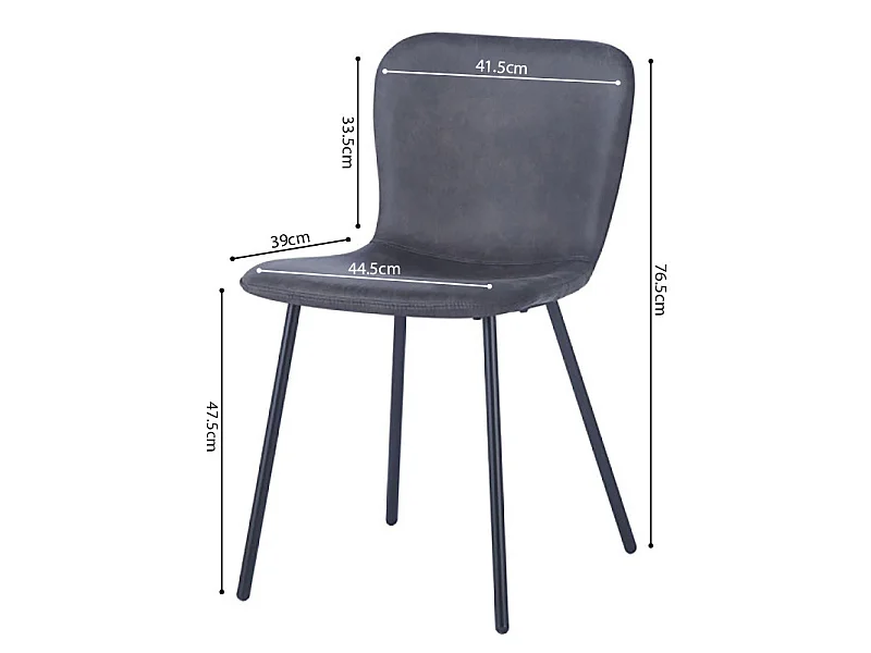 Chaise Susan PU gris foncé pieds métal