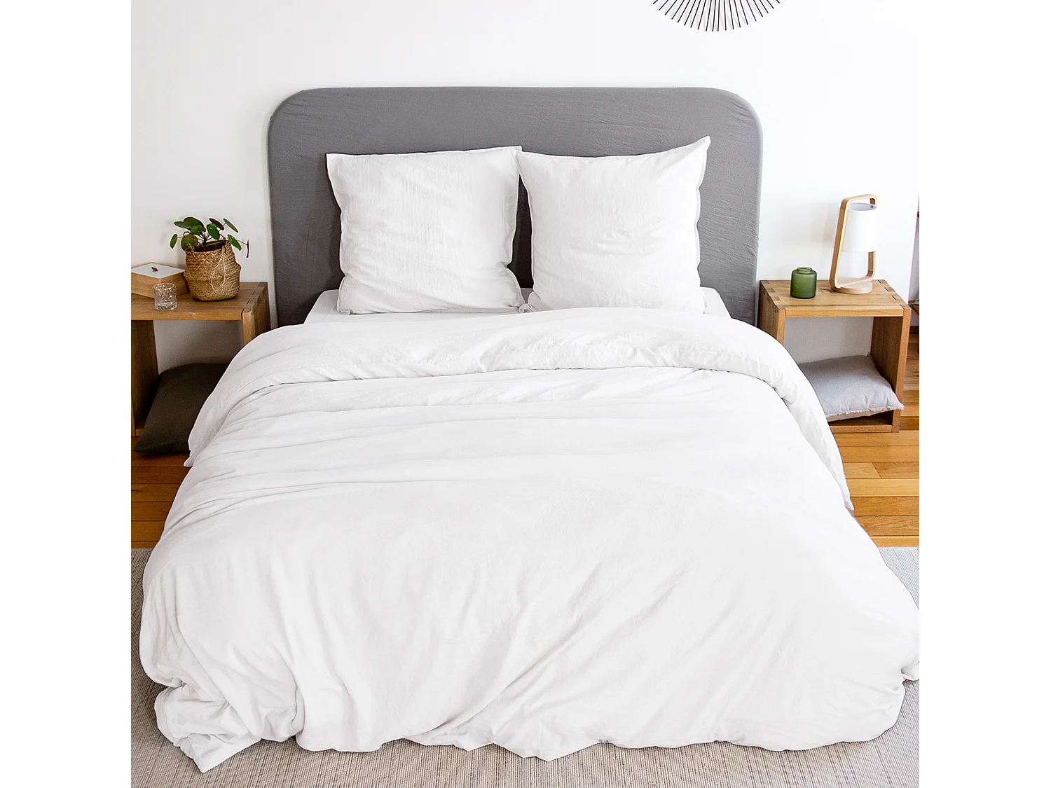 Parure 240x220 cm MILA polyester micro lavée blanc 3 pièces