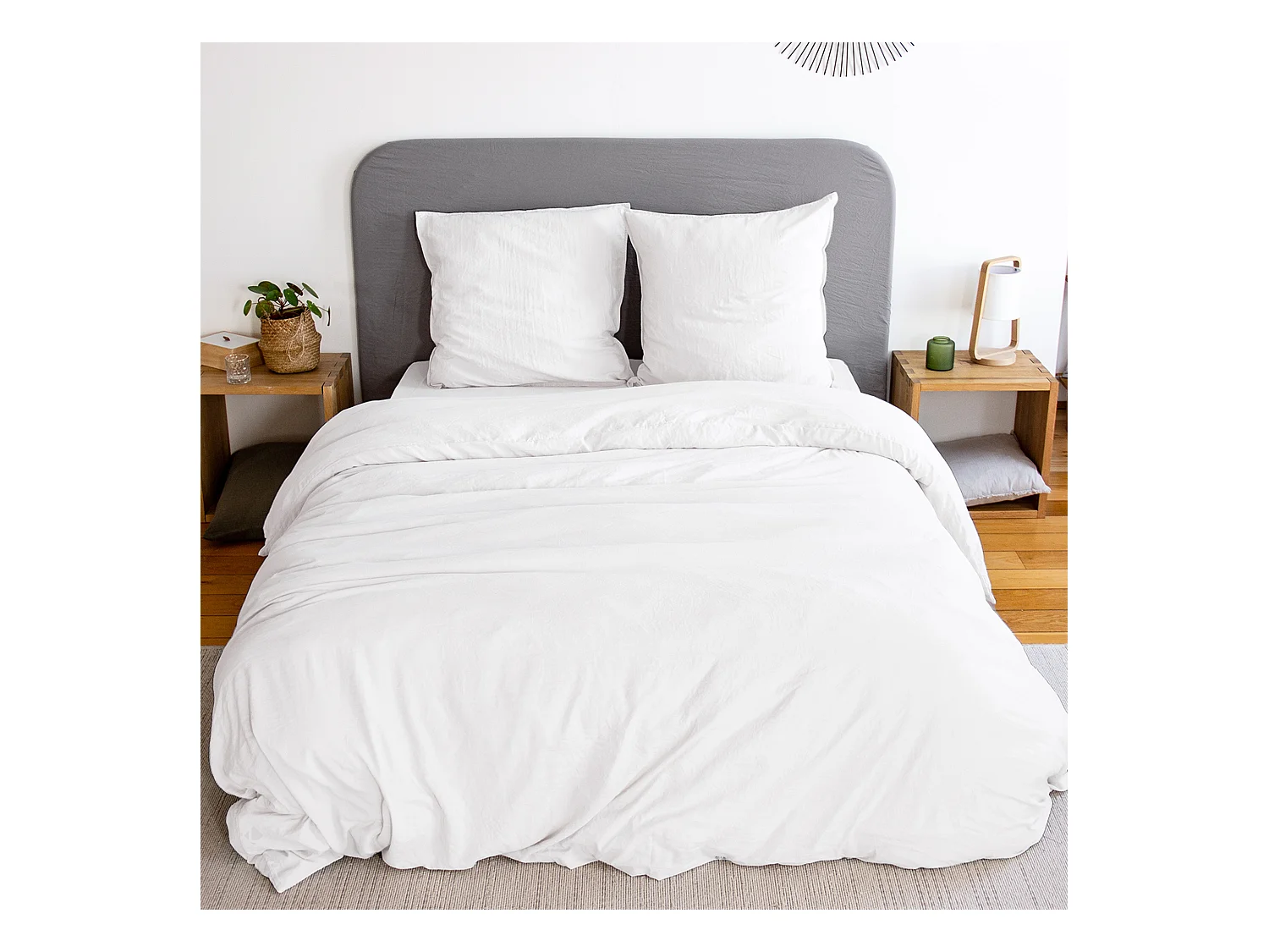 Parure 240x220 cm MILA polyester micro lavée blanc 3 pièces