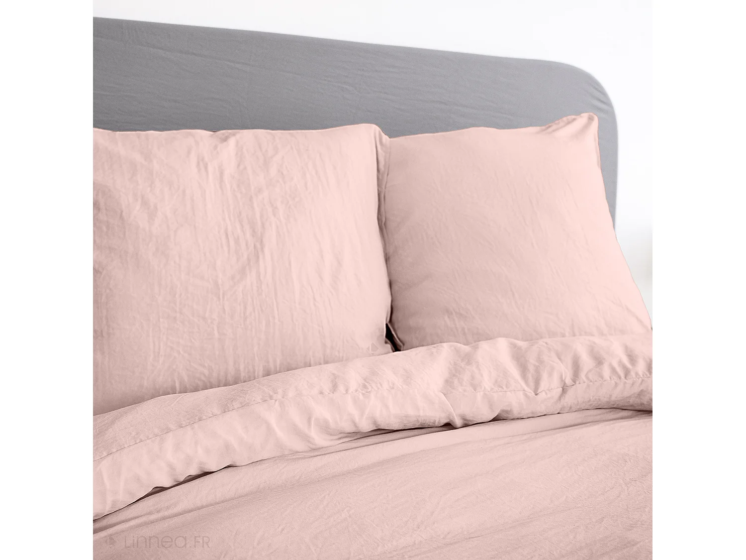 Parure 240x220 cm MILA polyester micro lavée rose poudré 3 pièces