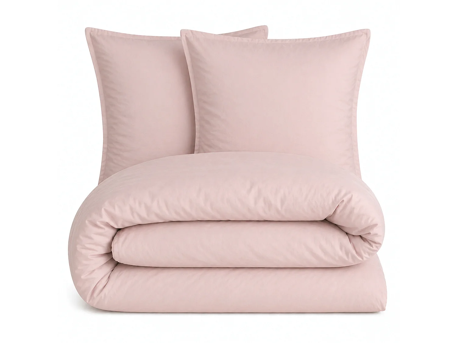 Parure 240x220 cm MILA polyester micro lavée rose poudré 3 pièces