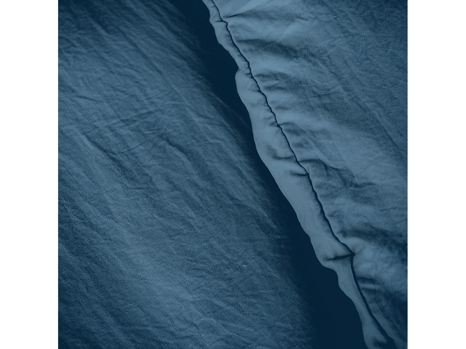 Parure 240x220 cm MILA polyester micro lavée bleu nuit 3 pièces