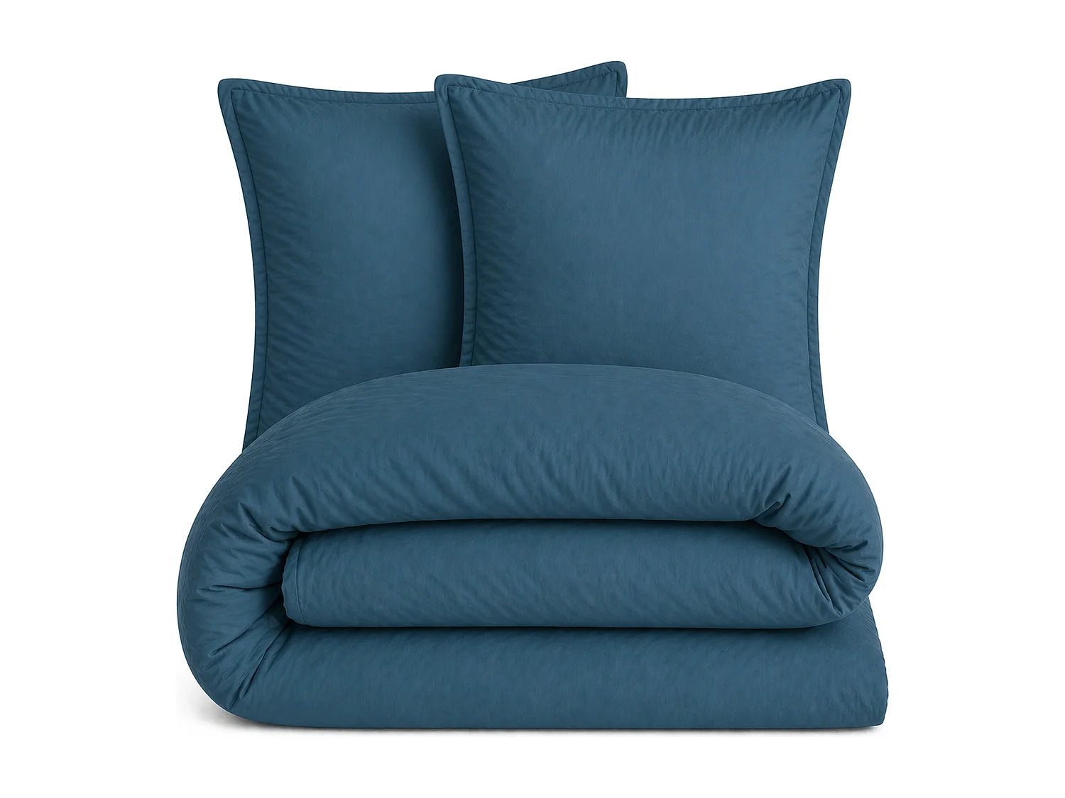 Parure 240x220 cm MILA polyester micro lavée bleu nuit 3 pièces