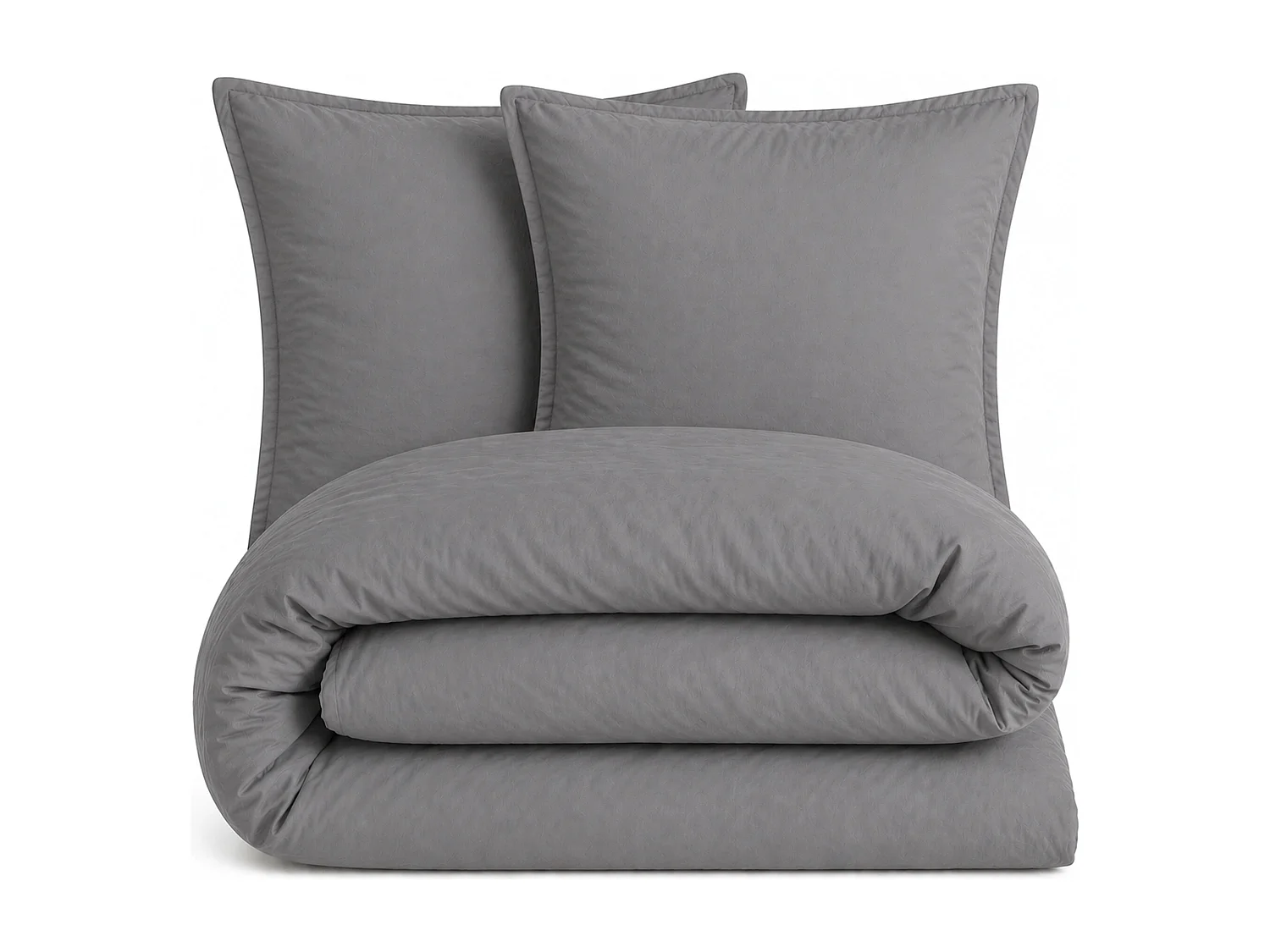 Parure 240x220 cm MILA polyester micro lavée gris anthracite 3 pièces