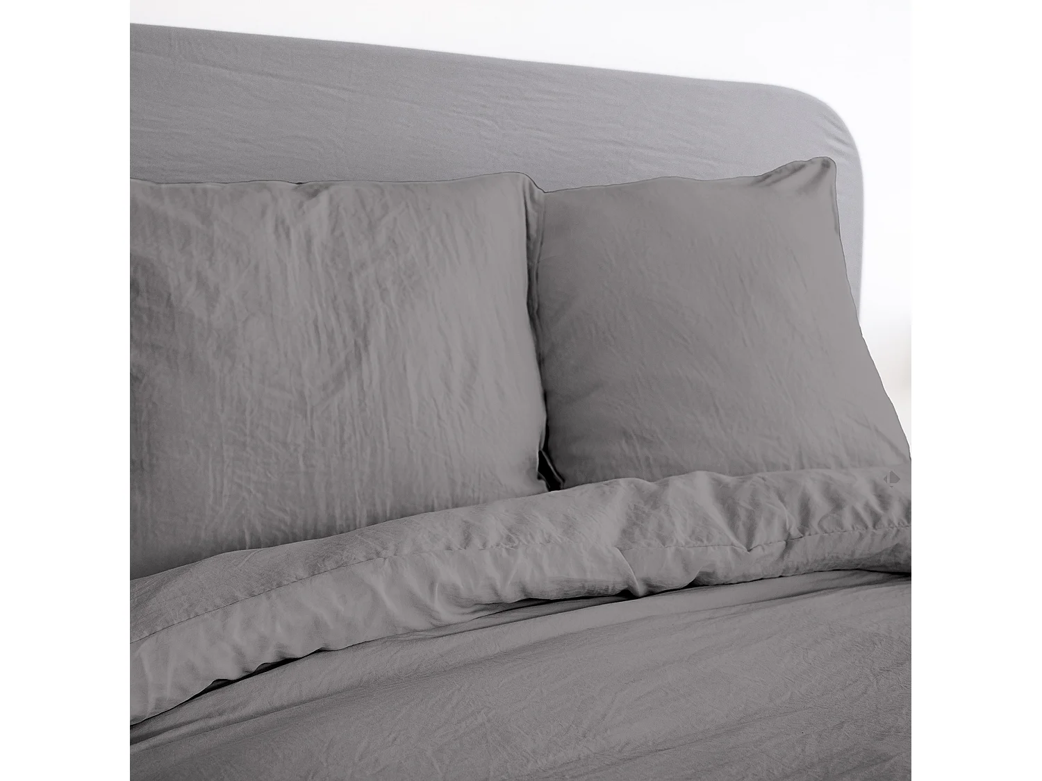 Parure 240x220 cm MILA polyester micro lavée gris anthracite 3 pièces