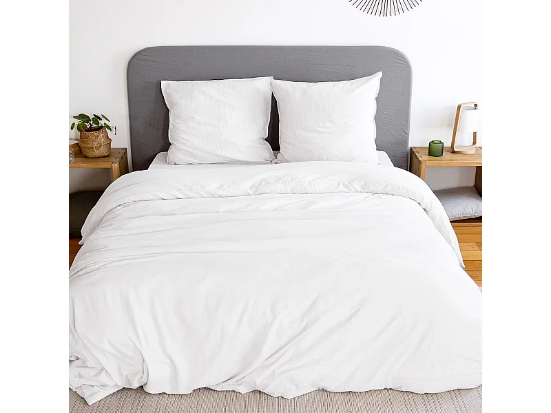 Parure 260x240 cm MILA polyester micro lavée blanc 3 pièces