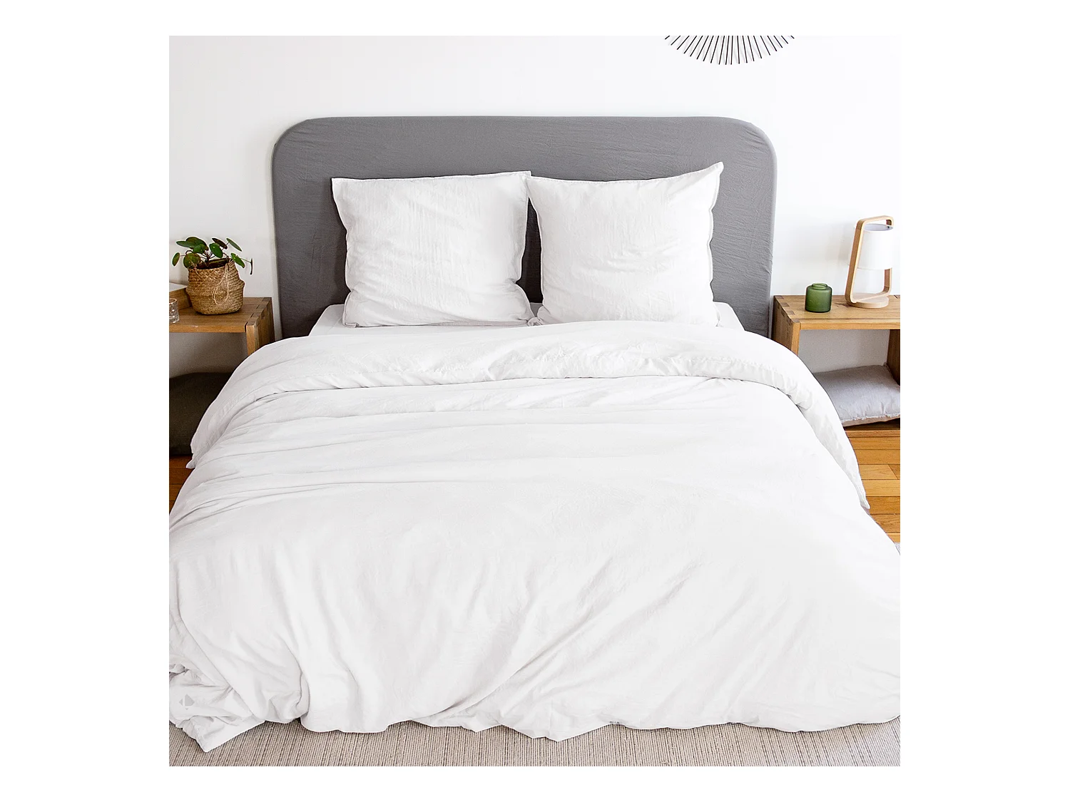 Parure 260x240 cm MILA polyester micro lavée blanc 3 pièces