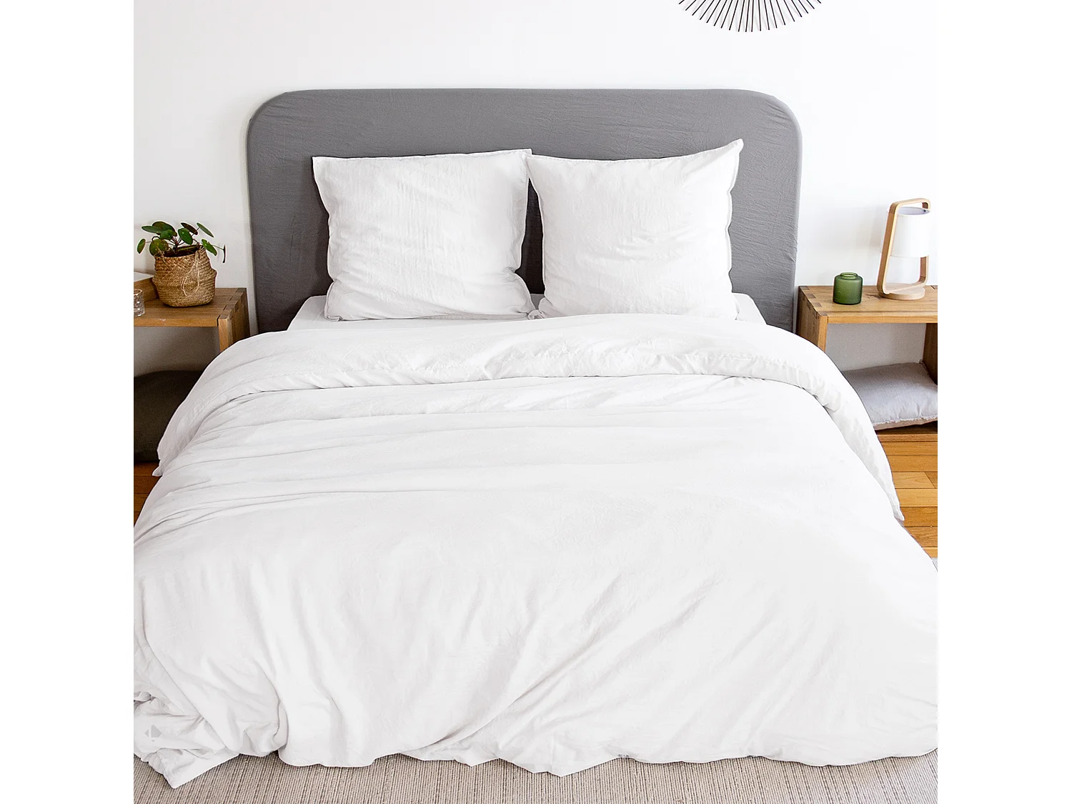 Parure 260x240 cm MILA polyester micro lavée blanc 3 pièces