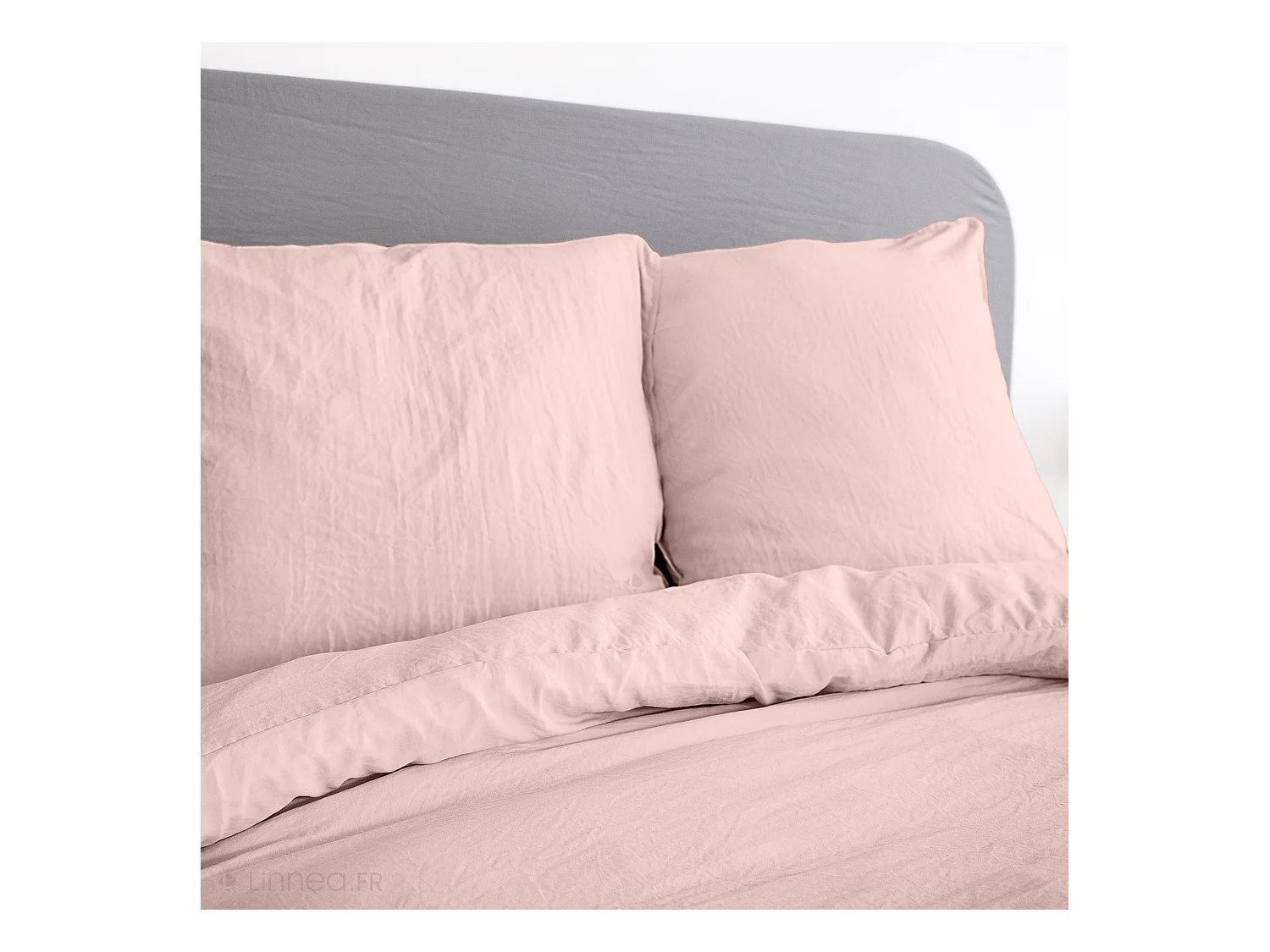 Parure 260x240 cm MILA polyester micro lavée rose poudré 3 pièces