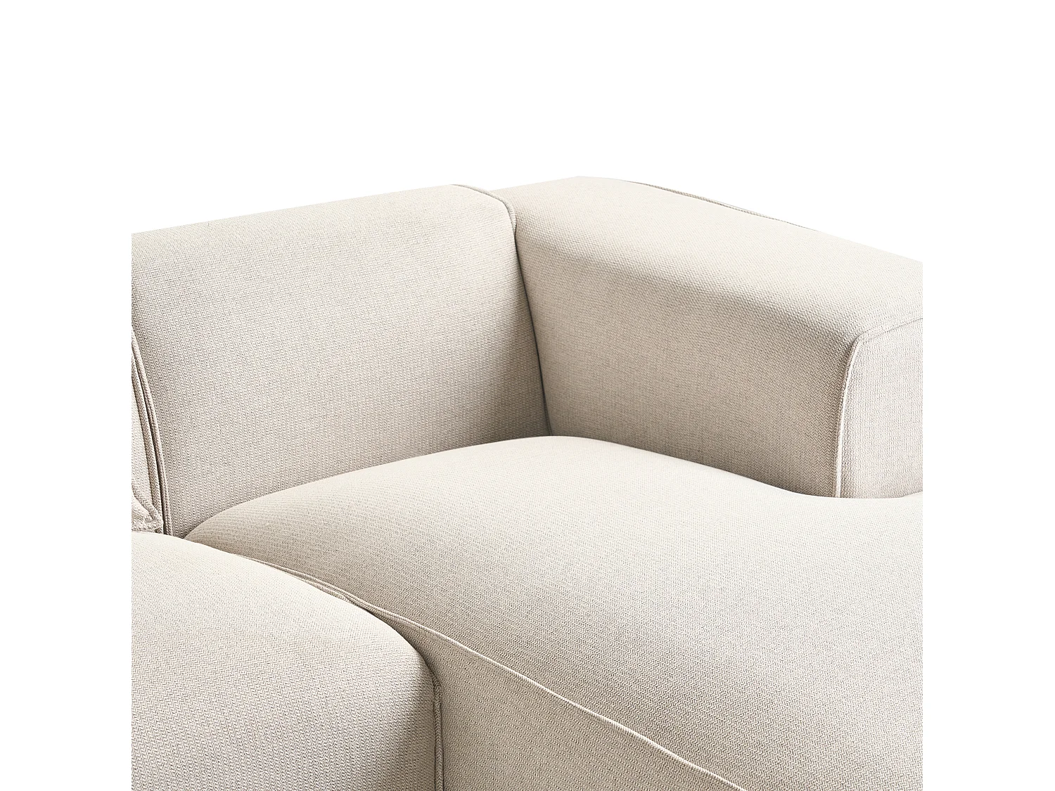 Modernes Ecksofa in hellem Beige mit 3 Zierkissen Stoffbezug Eckcouch links Dolva