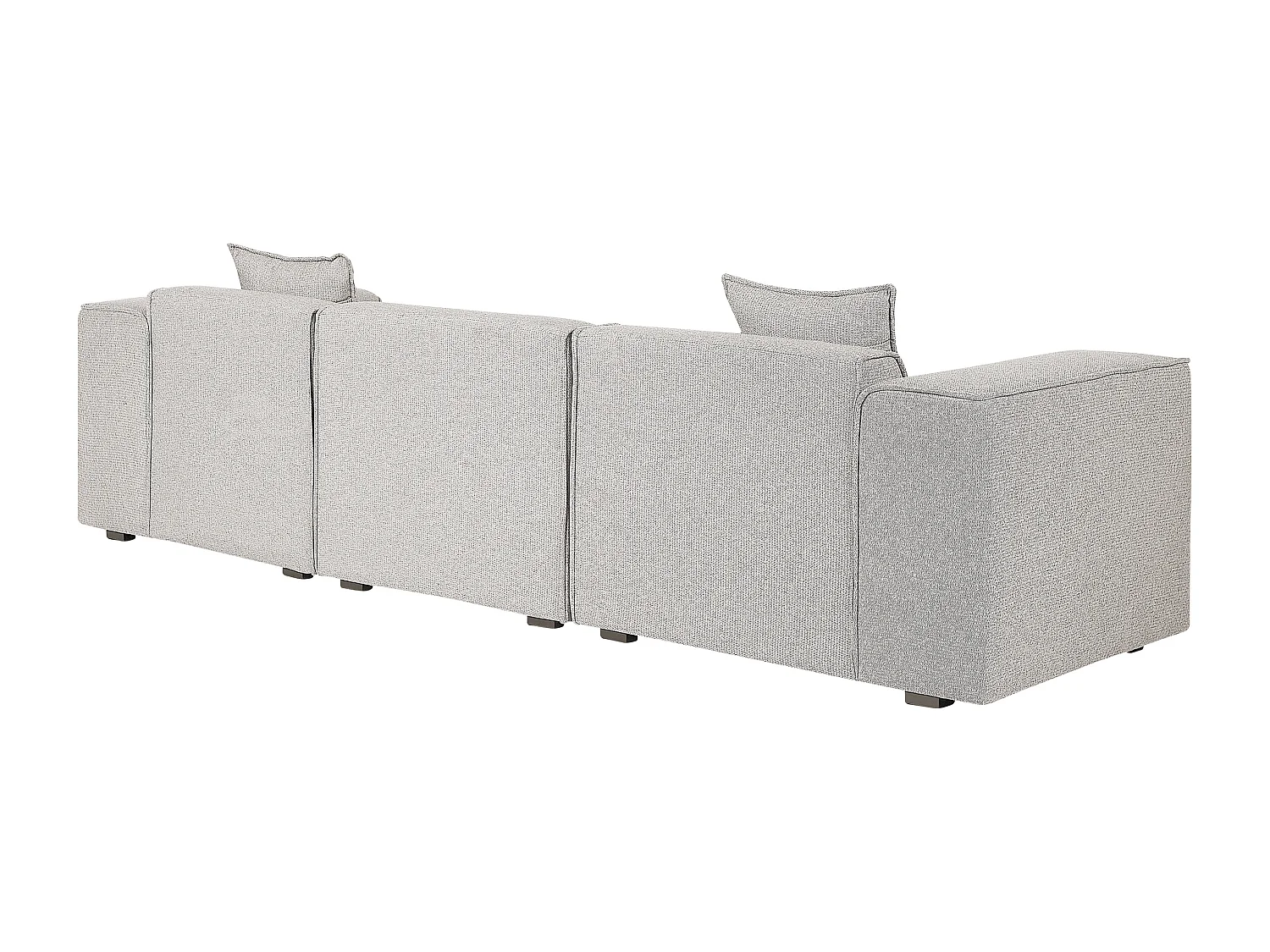 Modernes Ecksofa in hellem Beige mit 3 Zierkissen Stoffbezug Eckcouch links Dolva