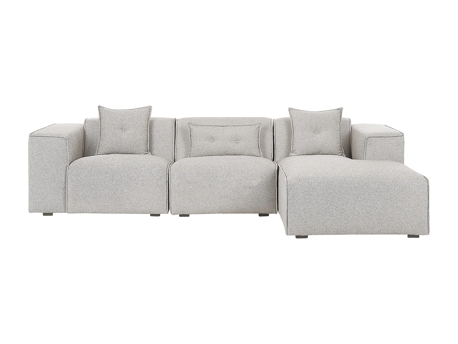 Canapé d'Angle Côté Gauche 3 Places avec Coussins Rembourré en Tissu Beige Clair Dolva