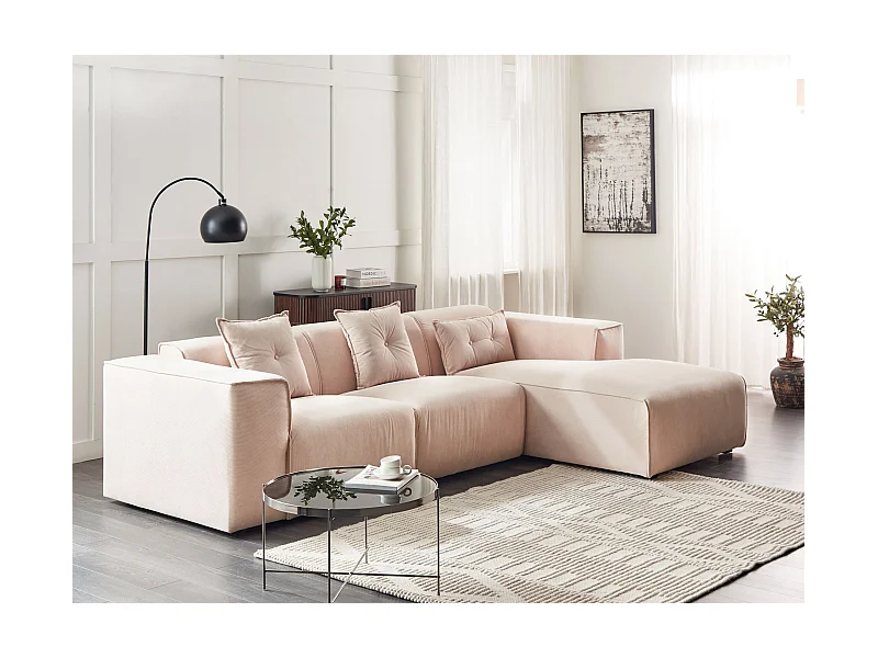 Ecksofa DOLVA Cord Beige 3-Sitzer linksseitig