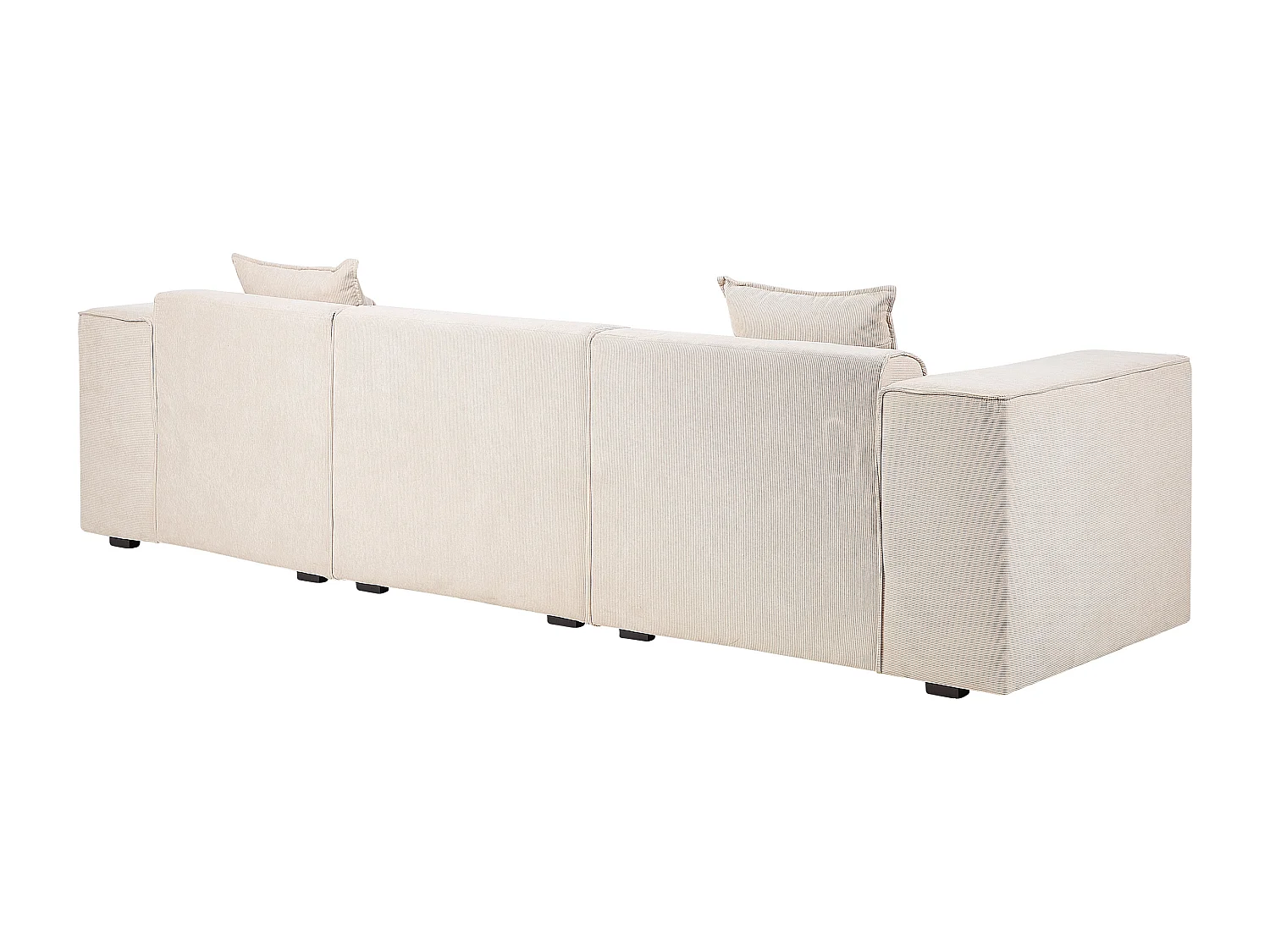 Canapé d'angle DOLVA Velours côtelé Beige 3 places Côté gauche