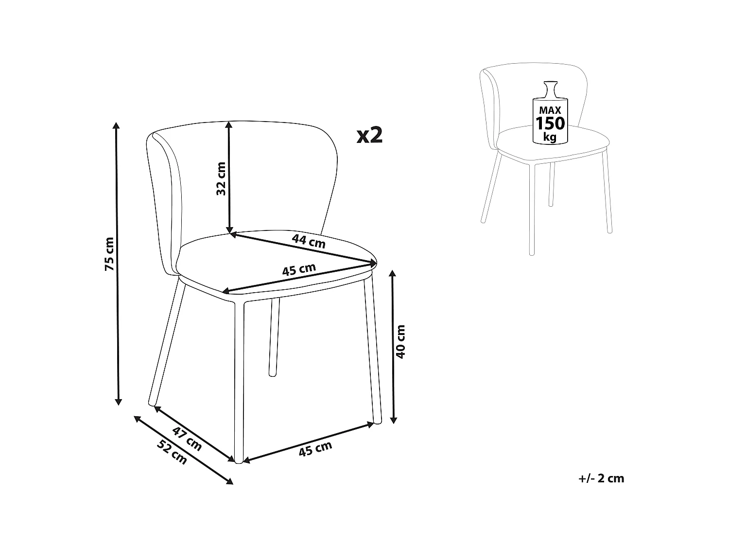 Set van 2 eetkamerstoelen MINA Donkergroen