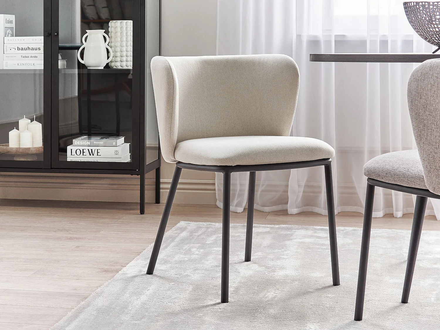 Lot de 2 chaises de salle à manger MINA Blanc cassé