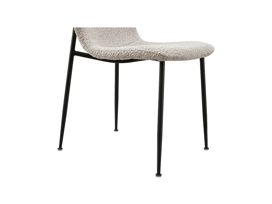 Chaise ALICE – Tissu bouclé beige et pieds métal noir – Confort et design moderne