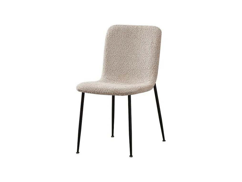 Chaise ALICE – Tissu bouclé beige et pieds métal noir – Confort et design moderne
