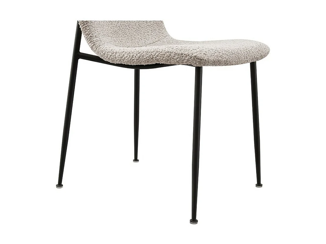 Chaise ALICE – Tissu bouclé beige et pieds métal noir – Confort et design moderne