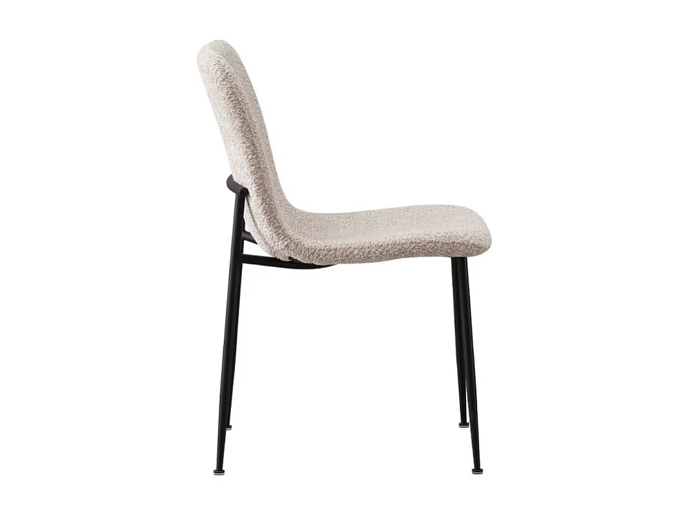 Chaise ALICE – Tissu bouclé beige et pieds métal noir – Confort et design moderne