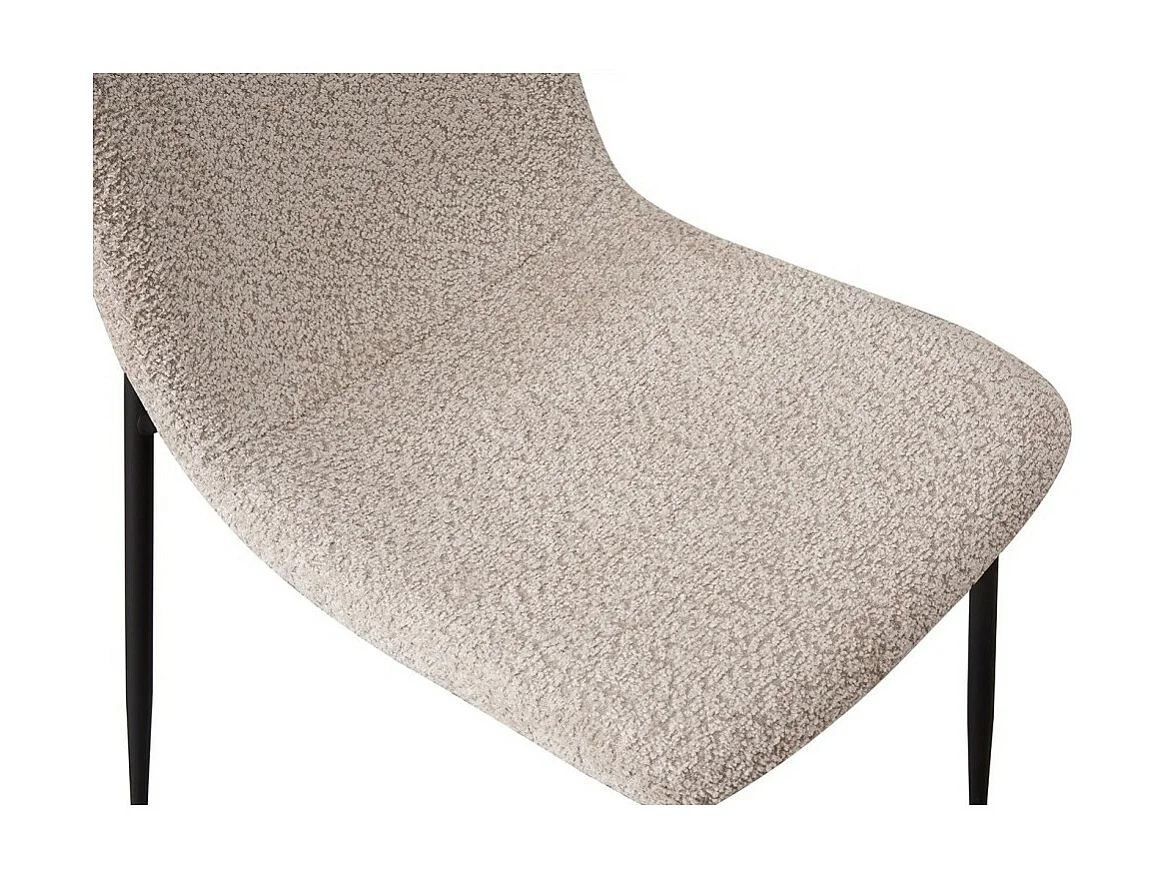Chaise ALICE – Tissu bouclé beige et pieds métal noir – Confort et design moderne