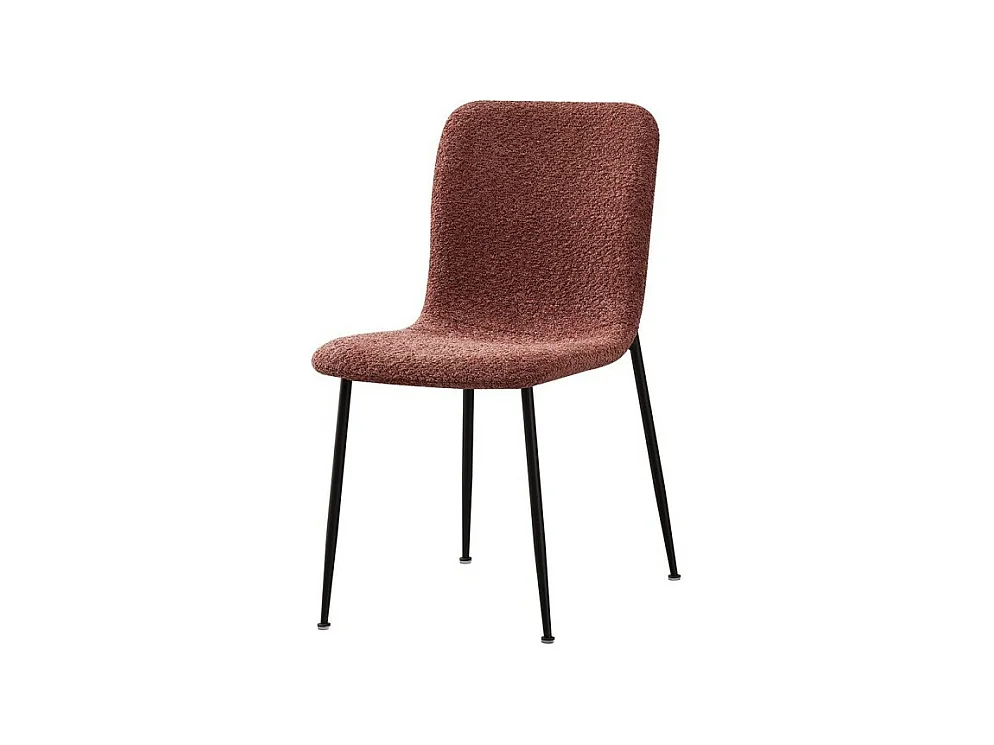 Chaise ALICE – Tissu bouclé rose et pieds métal noir – Confort moderne et style tendance