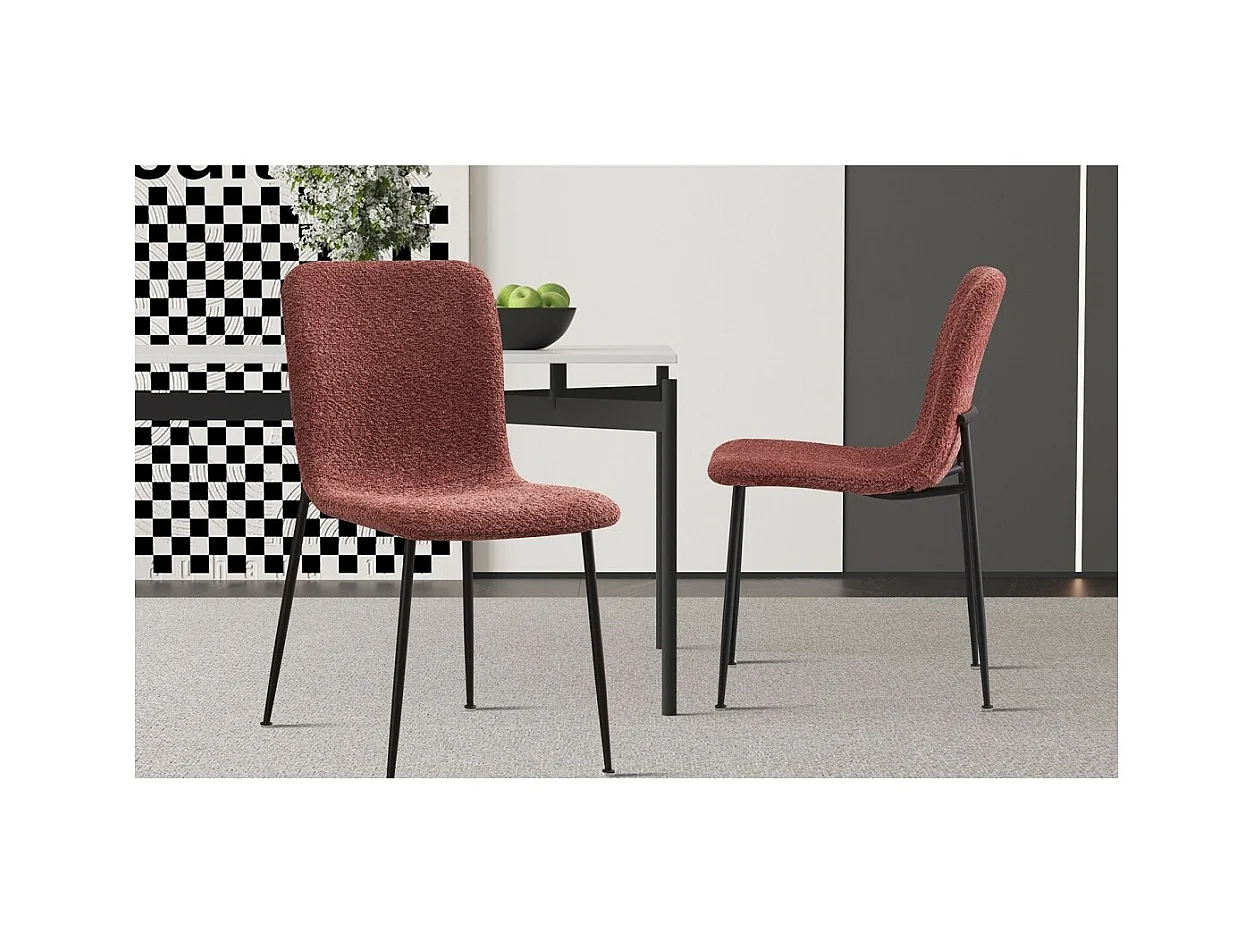 Stoel 'ALICE' Bouclé Roze, afmetingen H81.5 x B42 x D57, ideaal voor uw keuken of eetkamer.