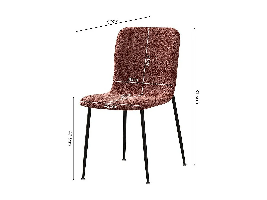 Chaise ALICE – Tissu bouclé rose et pieds métal noir – Confort moderne et style tendance