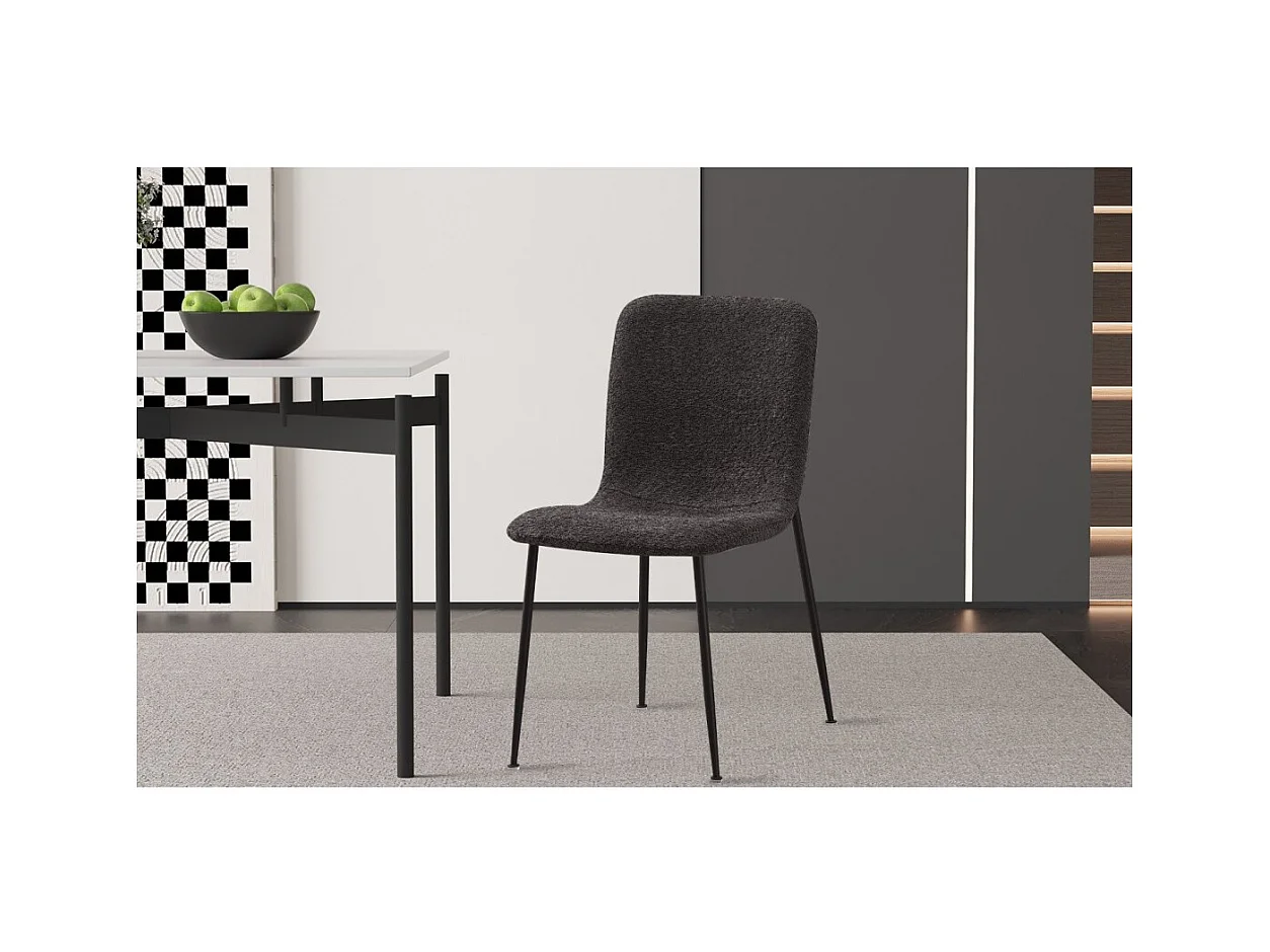 Stoel 'ALICE' Bouclé Grijs, afmeting H81,5 x B42 x D57, ideaal voor uw keuken of eetkamer.