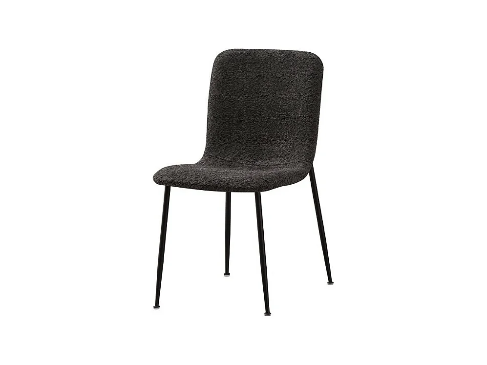 Chaise ALICE – Tissu bouclé gris et pieds métal noir – Élégance et confort moderne