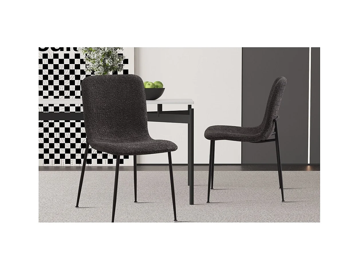 Cadeira 'ALICE' Bouclé Cinza, dimensões A81,5 x L42 x P57, ideal para sua cozinha ou sala de jantar.