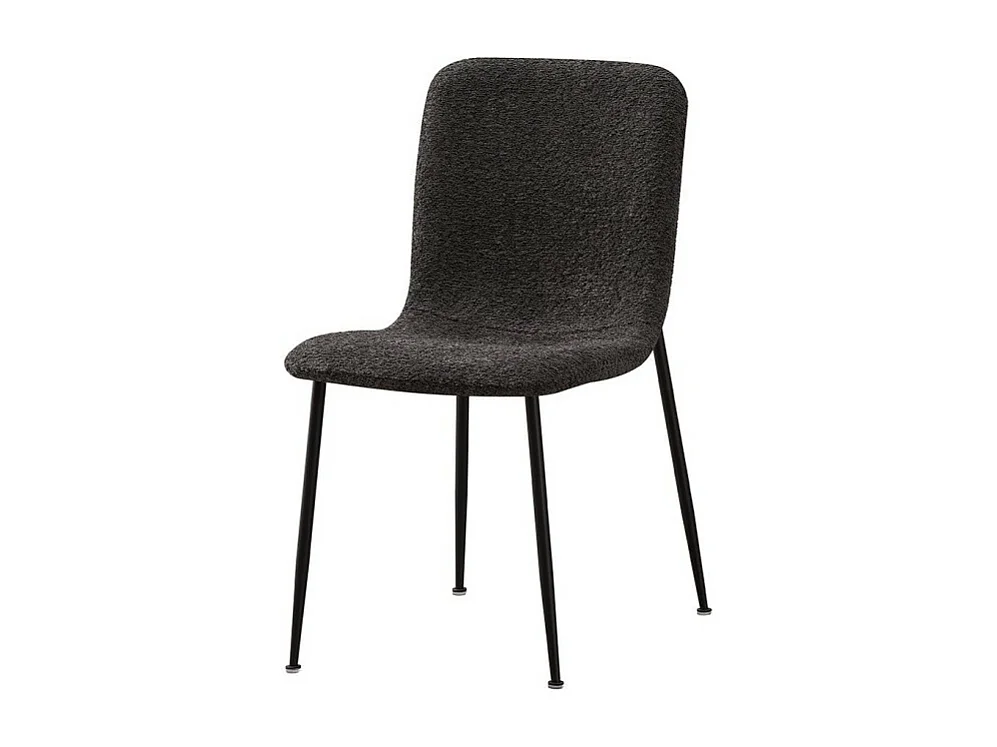 Chaise ALICE – Tissu bouclé gris et pieds métal noir – Élégance et confort moderne