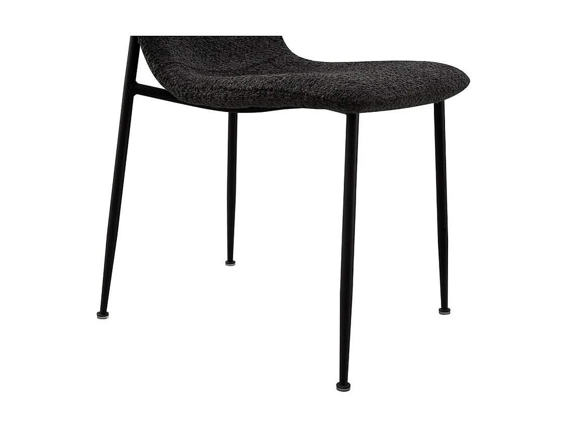 Chaise ALICE – Tissu bouclé gris et pieds métal noir – Élégance et confort moderne