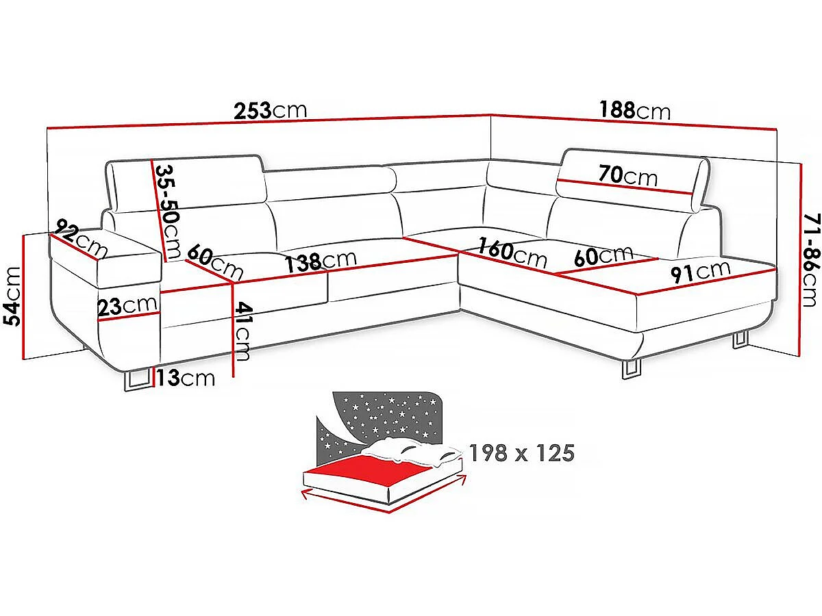 Canapé d'angle Droit "Fonti" en velours côtelé - 5 places - Gris
