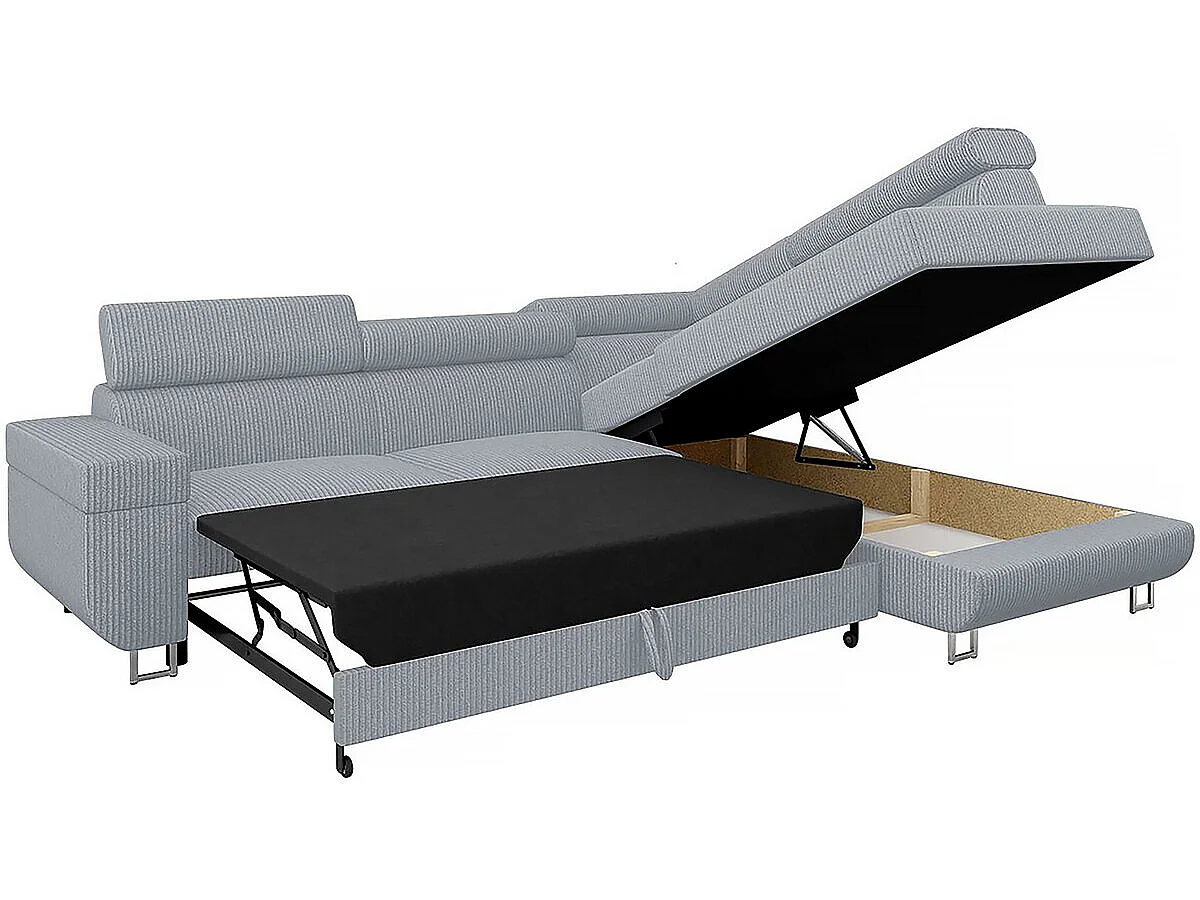 Canapé d'angle Droit "Fonti" en velours côtelé - 5 places - Gris