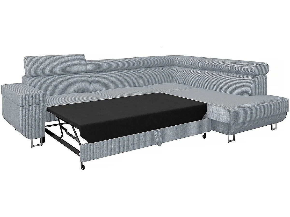 Canapé d'angle Droit "Fonti" en velours côtelé - 5 places - Gris