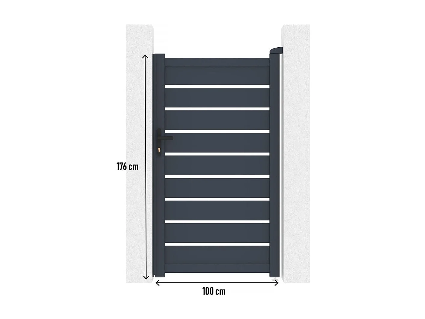 Tuinpoort tuindeur aluminium "Bastien" - 100 x 176 cm - Antraciet