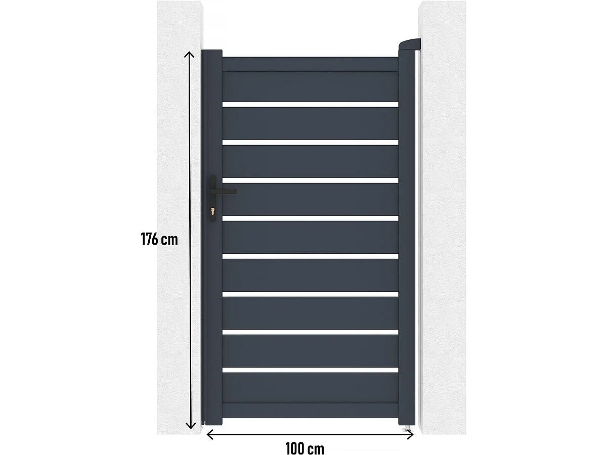 Portillon en aluminium  "Bastien" - 100 x 176 cm - Anthracite