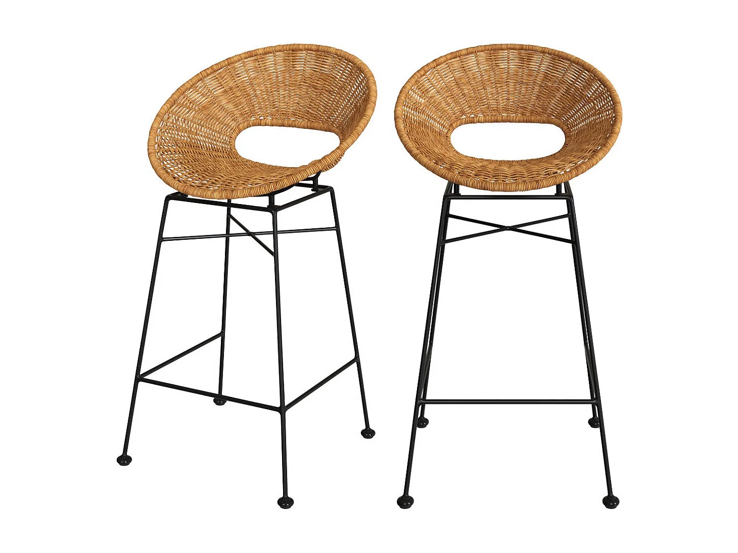Set de 2 sillas para isla de cocina en resina trenzada natural 65 cm - Rava