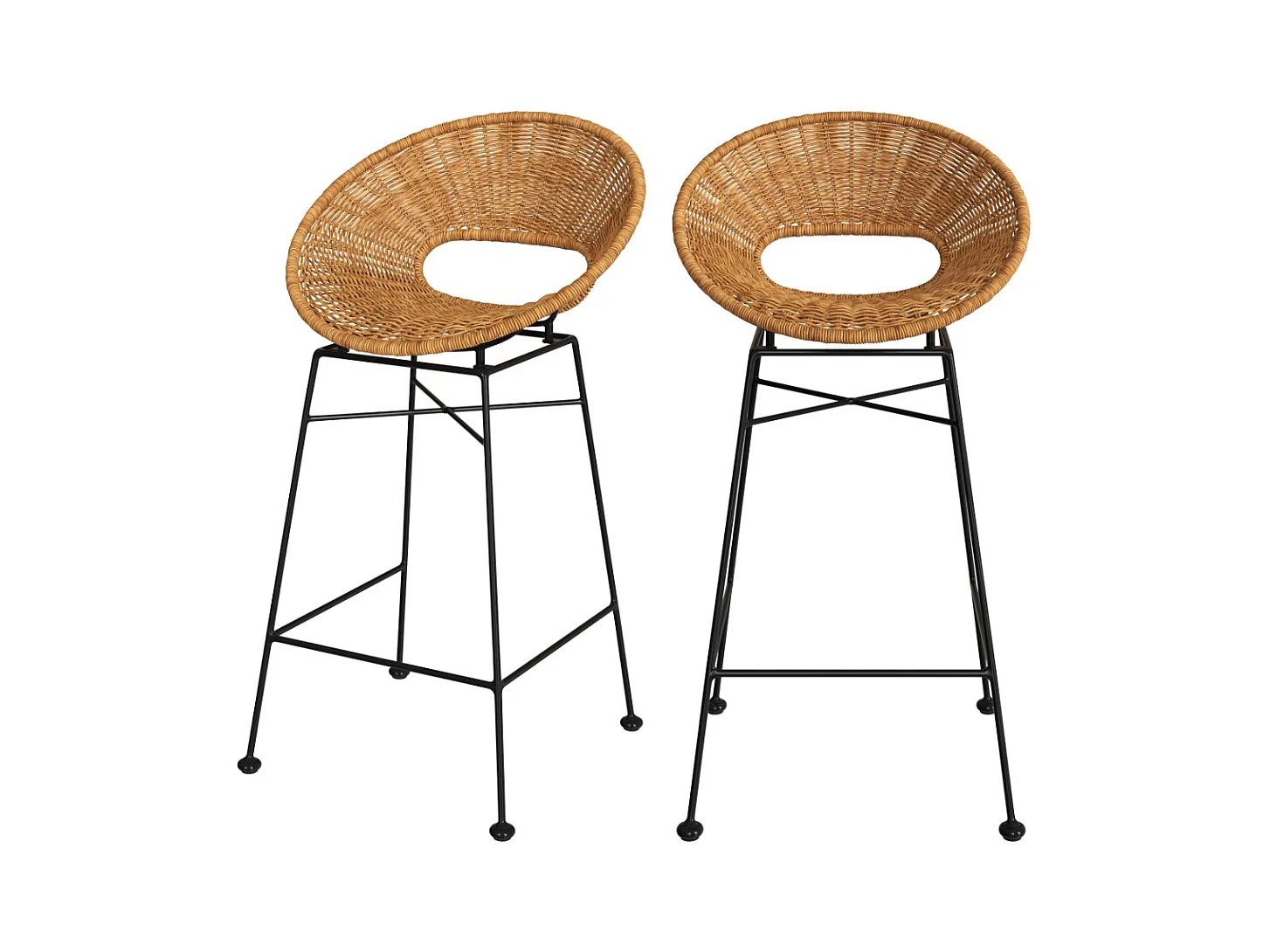 Lot de 2 tabourets pour îlot central 65 cm en résine tressée - Rava