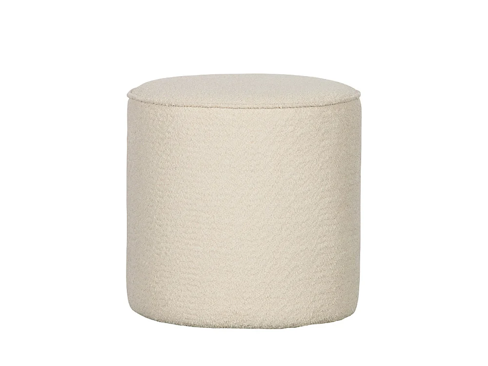 Sara - Pouf rond en tissu bouclette ø46cm - Ecru